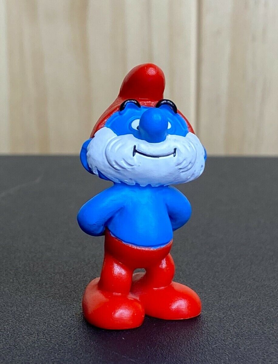 Smurfs 20424 Thinking Papa Smurf Smiling Rare Vintage Figure Smurfs 20424 Thinking Papa Smurf Smiling Rare Vintage Figure