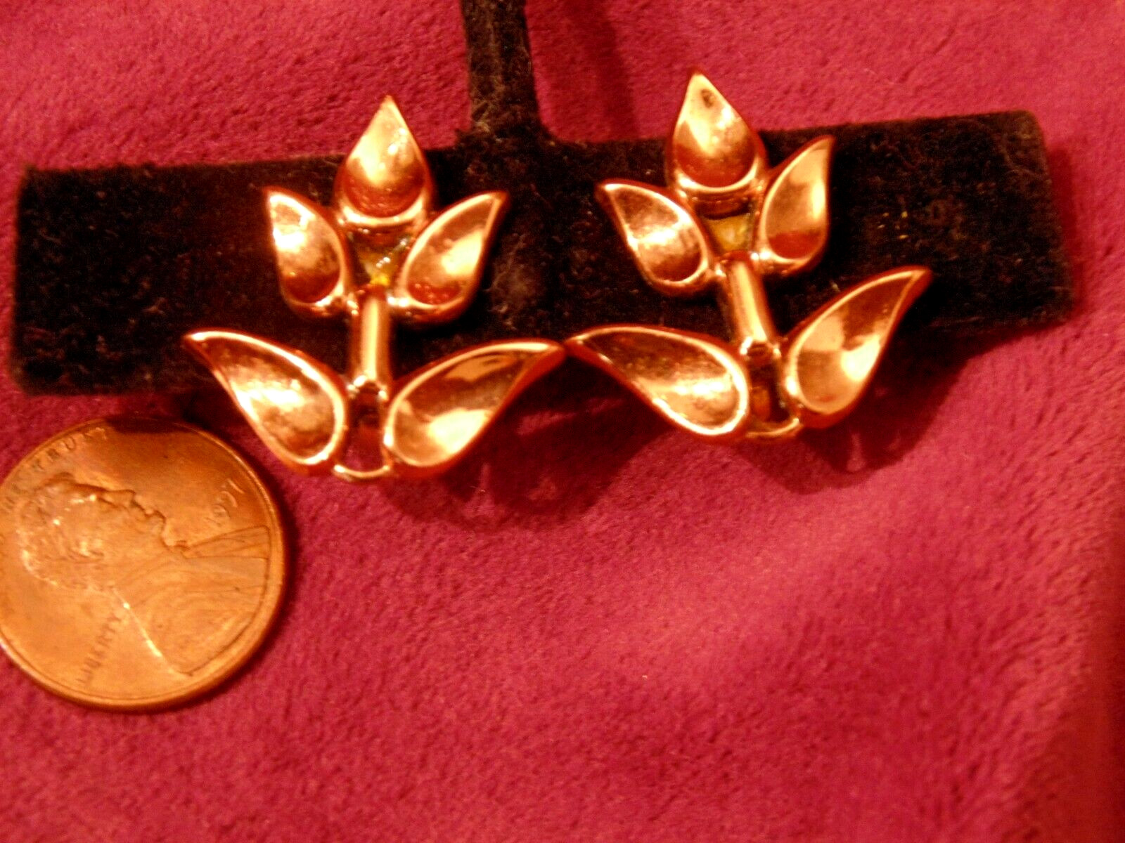 Retro Vtg Vendome Signed Solid Copper Earrings Ad… - image 1