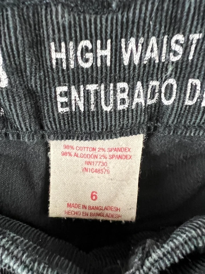 Mossimo высокая талия узкие шнуры женский размер 6 черный шнур узкие брюки эластичной - Изображение 3 из 4