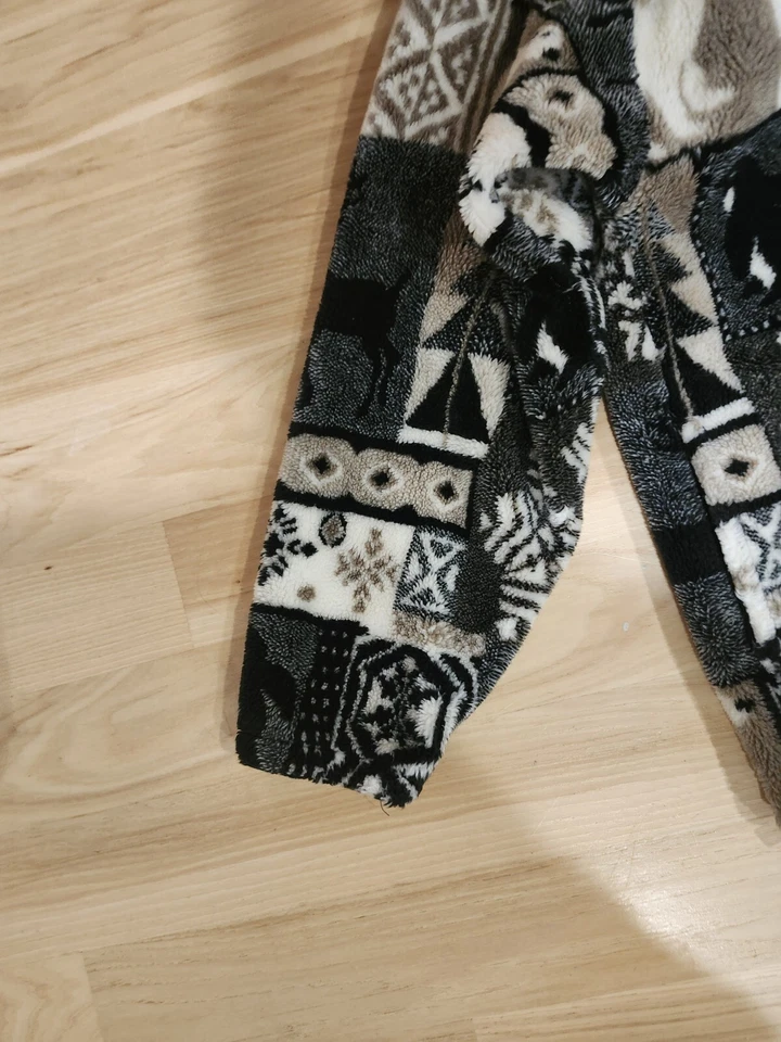 Chaqueta polar cremallera completa equipo al aire libre montaña negro de colección lobos oso alce Foto 3 de 4