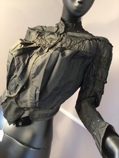 Authentic Vintage Early 1900s Black Silk-taffata Ladies Bodice E-4 