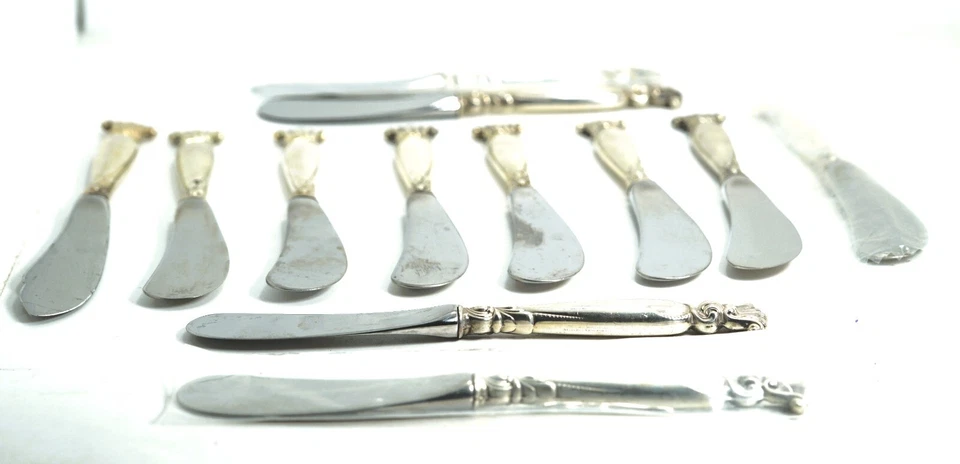 Wallace Romance Of The Sea plata esterlina 11 cuchillos de mantequilla y 1 cuchillo maestro Foto 2 de 4