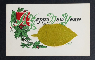 A Happy New Year Mechanical Novelty Postcard c1910s Turn Over A New Leaf UNP
