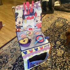 DISNEY MICKEY MINNIE FOLD UP Kitchen Baking PLAYSET Fabric Pots Pans