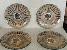 4 Vintage Modernist Georges Briard Gold Bird Dove Partridge Glass Plates 8 1/8"