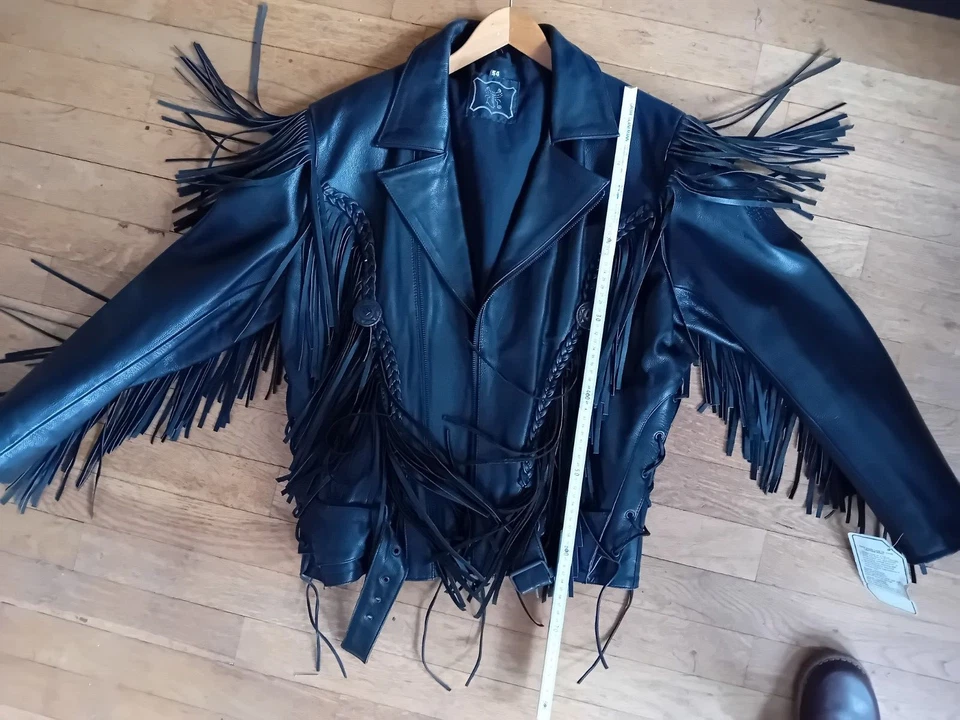 Lederjacke Fransen Motorrad 100 % Rindsleder - Bild 3 von 4