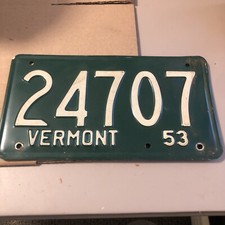 1953 VERMONT LICENSE PLATE 24707