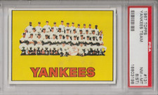 1967 NEW YORK YANKEES TEAM TOPPS BASEBALL BASE CARD #131 YANKEES PSA 8 NM-MT