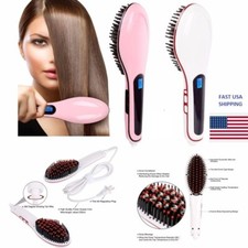 Hair Straightener Comb Electric LCD Auto Temperature Control Iron Brush Massager