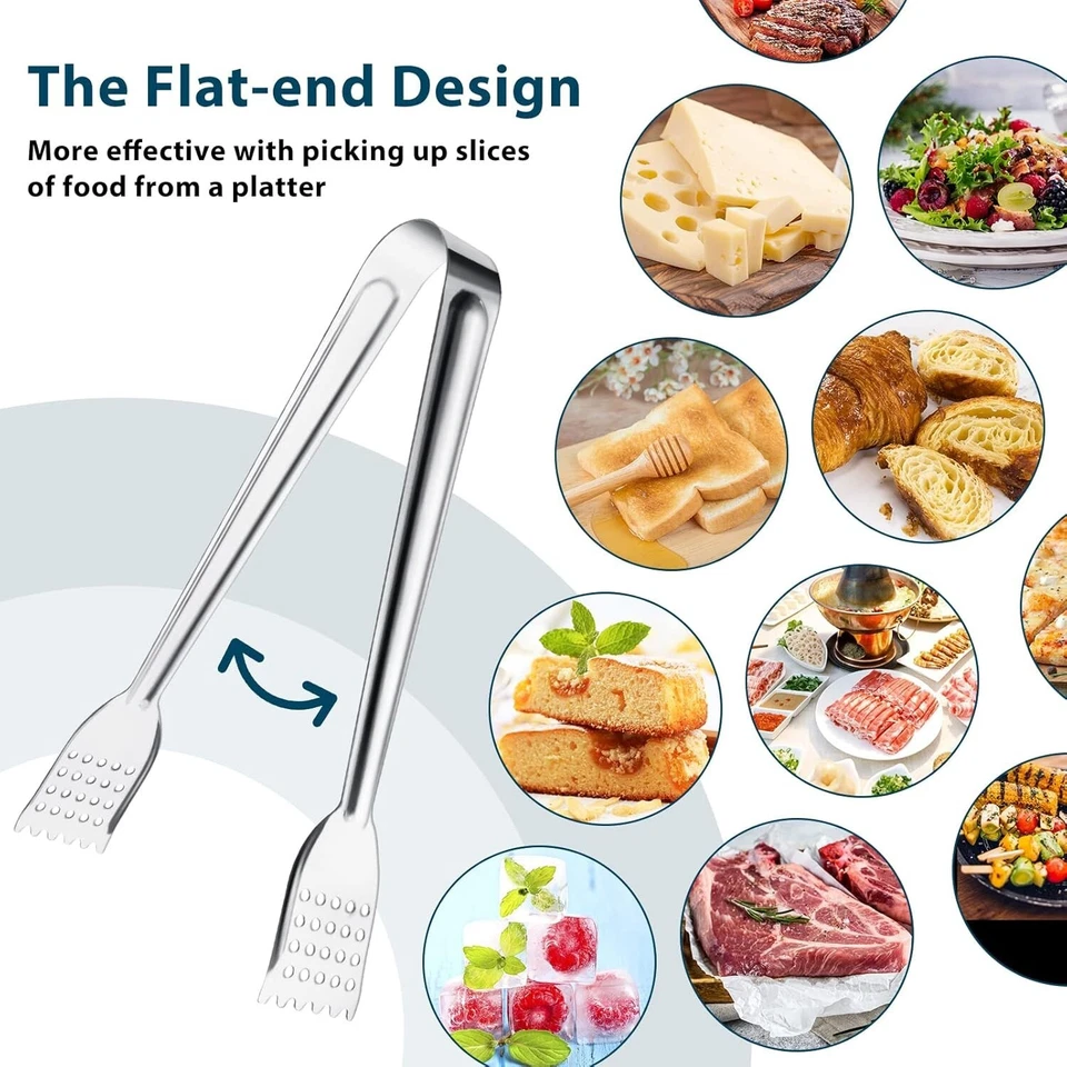 Paquete de 8 pinzas para servir de, pinzas pequeñas funcionales de 7 pulgadas para servir alimentos para par Foto 3 de 4