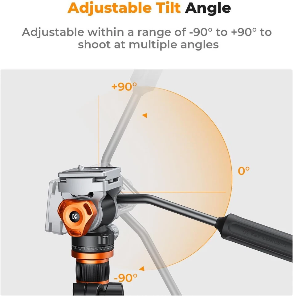 Cabezal fluido de video K&F Concept trípode estable cabezal suave como la seda carga máxima 11 lb/5 kg Foto 2 de 4
