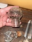 Vintage Decanter Stopper GLASS Lot of 3 - Rectangular Prism & Round — photo 2