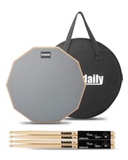 Drum Practice Pad for drumming drum pad and sticks 12 In,Sided With 2 Gray