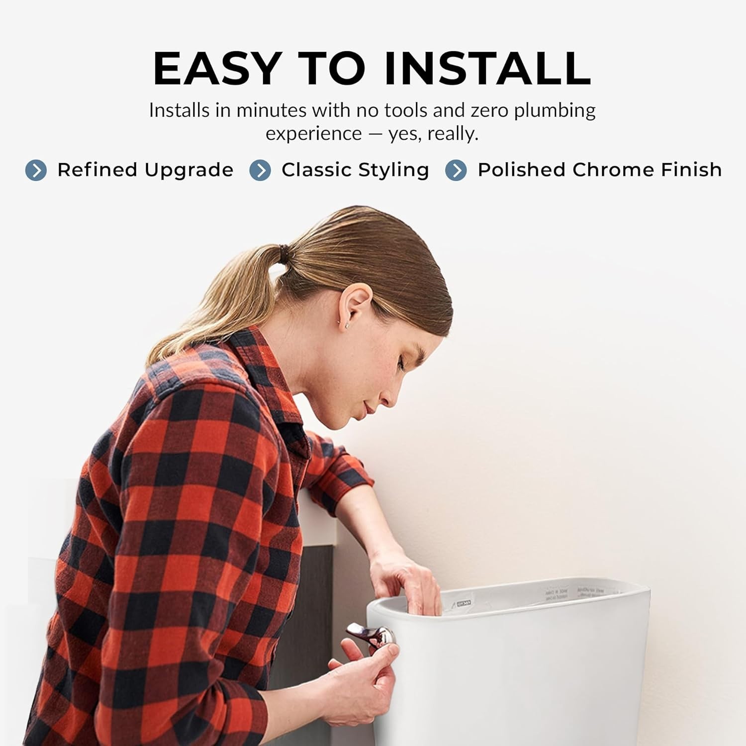 Universal Toilet Tank Flush Lever, Chrome Finish Handle with Metal Nut, Fits ...