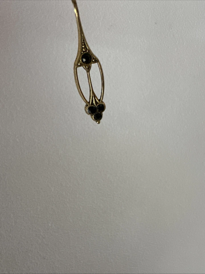 Jugendstil Onyx Ohringe  Antikgold Messing Einzelstück - Bild 2 von 4