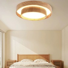 LED Deckenleuchte Rund Holzoptik 30cm Nordisch Schlafzimmer Wohnzimmer