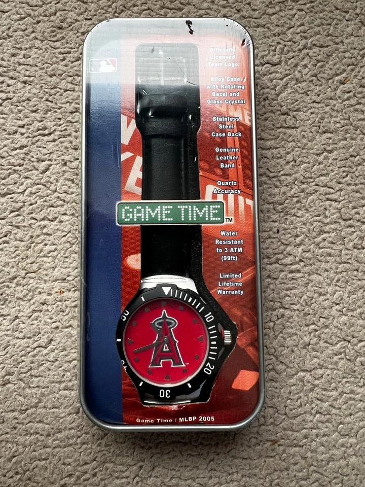 MLB Los Angeles Angels Baseball Men's Watch Leather Band Game Time - Image 3 of 3