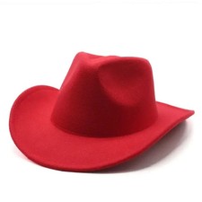 Red Western Cowboy Cowgirl Hat Adjustable Cotton Polyester Men Women Western Cap