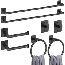 8-Piece Black Bathroom Hardware Set, 24 inch Towel Bar