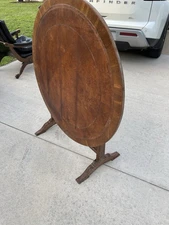 Antique French Provincial Oak Wine Tasting Tilt-top Vendange Table