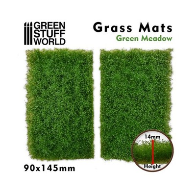 Green Stuff World Modelling Supply Grass Mat Cut-Out - Green Meadow (14mm) New