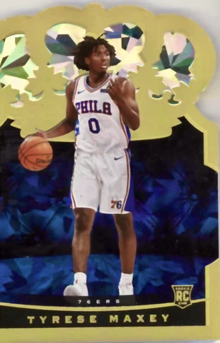 Tyrese Maxey #96 2020-21 Panini Crown Royale Crystal Gold /10 PSA 9