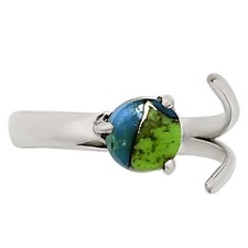 Adjustable - Blue Turquoise In Green Mohave 925 Silver Ring s.8 Jewelry R-1176