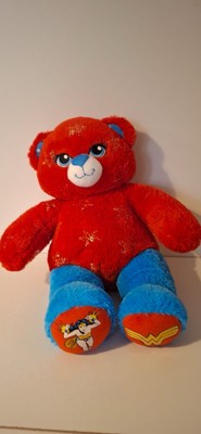 Build A Bear Wonder Woman Plüschtier Kuscheltier Bär DC Comics glitzernd rot & blau
