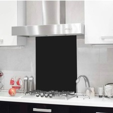BELOFAY 70x90cm Black Tempered Glass Splashback for Kitchen, 6mm Toughened Glass