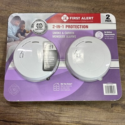NEW! NIB First Alert 2 In 1 Protection Smoke Carbon Monoxide Alarm, 2 Pack