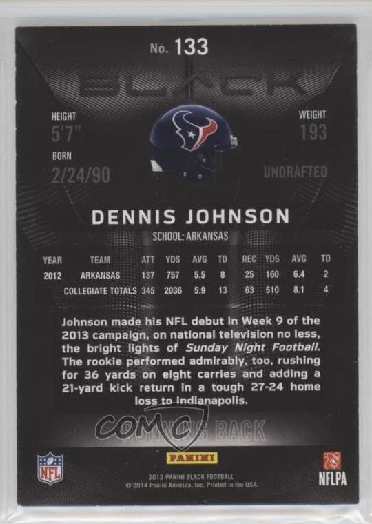 2013 Panini Black Rookie /399 Dennis Johnson #133 Rookie RC - Image 2 of 2