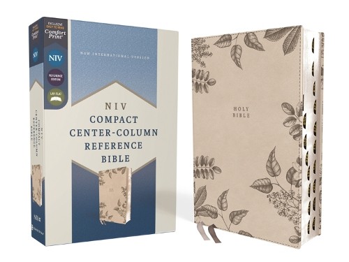 NIV Compact Center-Column Reference Bible in Leathersoft Stone Cover Leather Bound