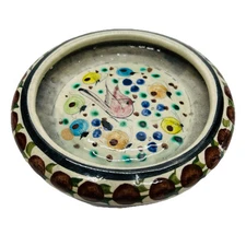 Tonala Pottery Bowl Mexico Hand Painted Folk Art Bird Design CAT 7.5" Diameter
