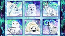 Tales of the Tundra Northern Lights Panel 24 x 44" Seal, Wolf, Katy Lipscomb