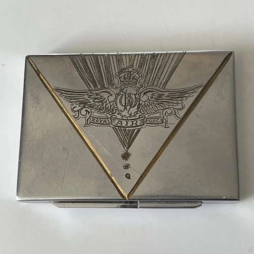 WW2 Royal Air Force Inscribed In Ladies Chrome Powder Compact 1940s Military