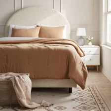 King Jersey Comforter and Sham Set Light Brown - Threshold: Knitted, Machine