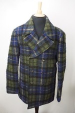 John Varvatos Blue Green Tweedy Fuzzy Double Breasted Wool Jacket 44 Brand New 