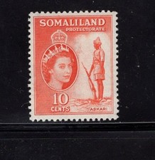 Somaliland Protectorate 1953-1958 10c Salmon Askari Police  MLH SG 138a