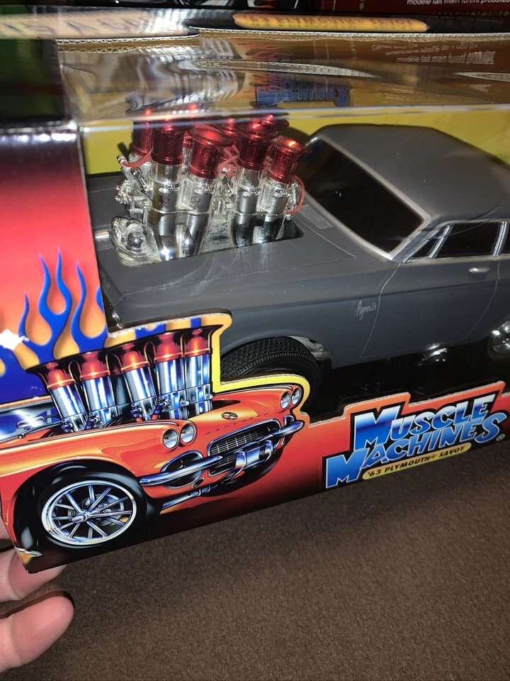 1963 Plymouth Savoy Muscle Machines 1:18 Die Cast Flat Grey VHTF - Image 2 of 4
