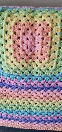 Handmade Crochet Baby Blanket PASTELS Baby Shower Gift Newborn Acrylic 69cmx69cm - Picture 7 of 17