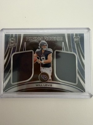 WILL LEVIS 2023 SPECTRA RISING ROOKIE DUAL PATCH SILVER /99 Titans RC