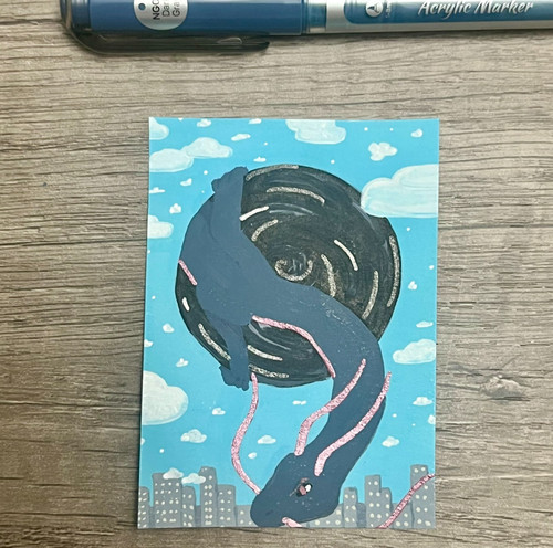 ACEO Original Void Elemental Dragon Mixed Media Art Card OOAK Signed