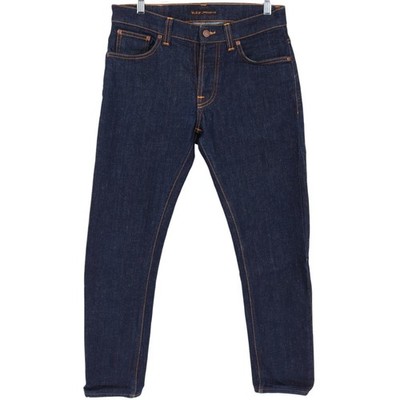Nudie Jeans Grim Tim Dry True Navy Mens Slim Fit Denim 31x30 Selvedged *HEMMED
