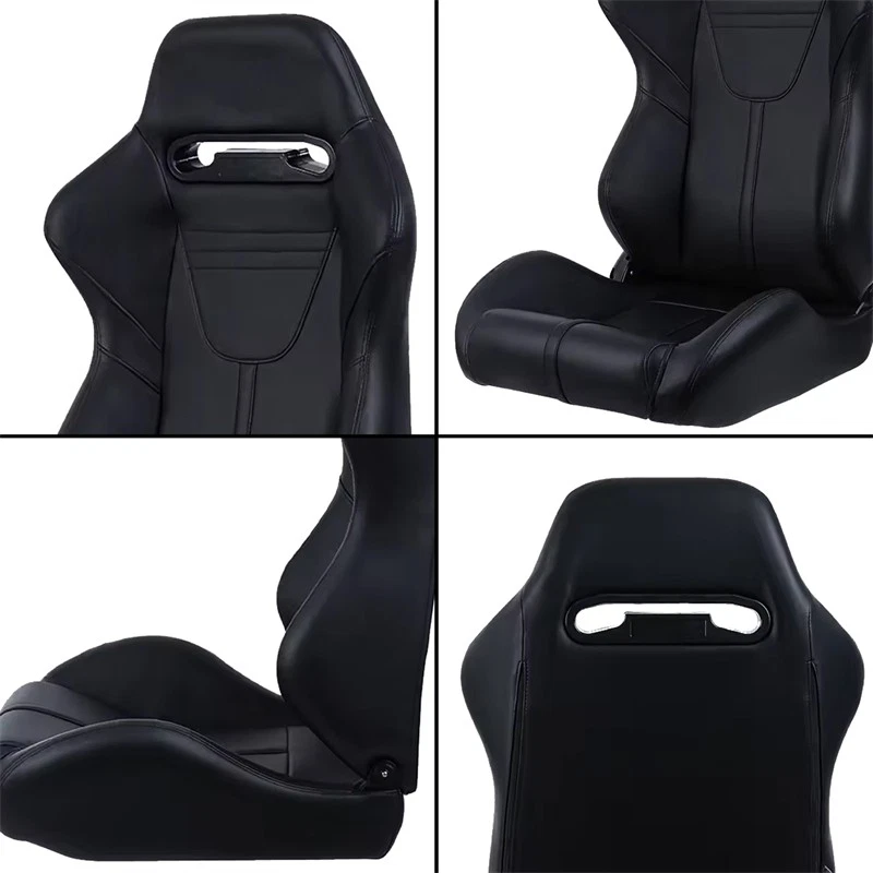 2 piezas Asientos de carreras reclinables PVC cuero carbono look para Nissan con doble deslizador Foto 3 de 4