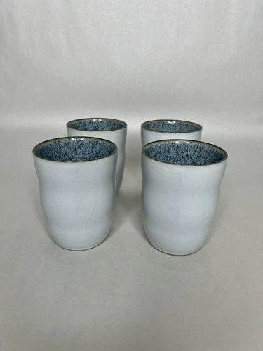 4 Denby Studio Halo Gray Handless Mugs Beaker Speckle England Cups Stoneware