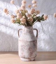 Ceramic Flower Vase with Handles, 11 in Tall Rustic Farmhouse Pottery Vases...