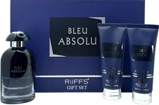 RIIFFS BLEU ABSOLU 3 PCS GIFT SET FOR MEN EDP 3.4 Oz, BODY LOTION, SHOWER GEL!!!