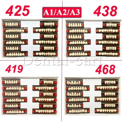 Dental Acrylic Denture Resin Teeth Upper Lower Full Set Shade A1/A2/A3 3/8/16 Se