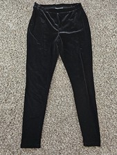 Chicos Womens Sz 0 US S Pull On Slim Leg Dress Pants Black Velvet Velour