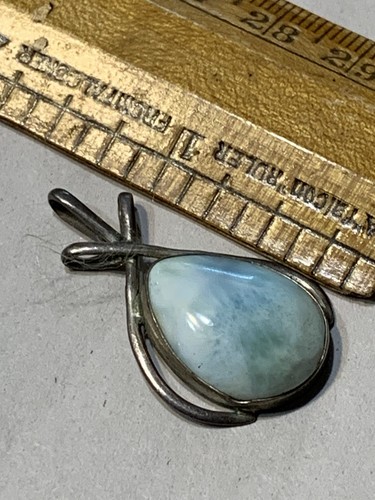 Vtg Southwestern Sterling Silver Larimar Stone 1.25”L Pendant 1”Earring Set - Picture 6 of 6